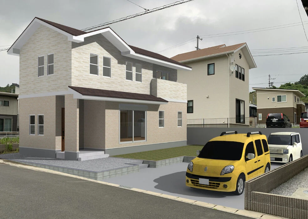 画像1594：静岡市清水区の注文住宅｜バルコニーの外壁にウッド調アクセント使用のデザインがお洒落